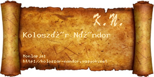 Koloszár Nándor névjegykártya
